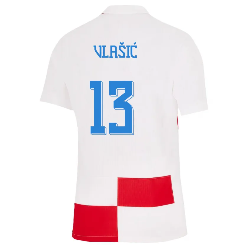 Danxen Män Kroatien Nikola Vlasic #13 Vit Röd Hemmatröja Matchtröjor 24-26 Tröjor T-Tröja