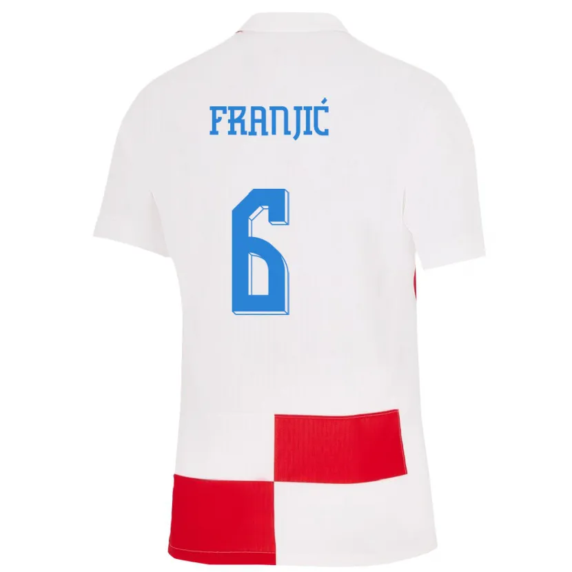 Danxen Män Kroatien Bartol Franjic #6 Vit Röd Hemmatröja Matchtröjor 24-26 Tröjor T-Tröja