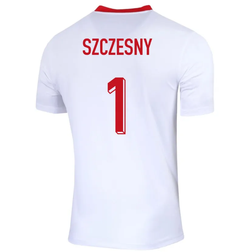 Danxen Män Polen Wojciech Szczesny #1 Vit Hemmatröja Matchtröjor 24-26 Tröjor T-Tröja