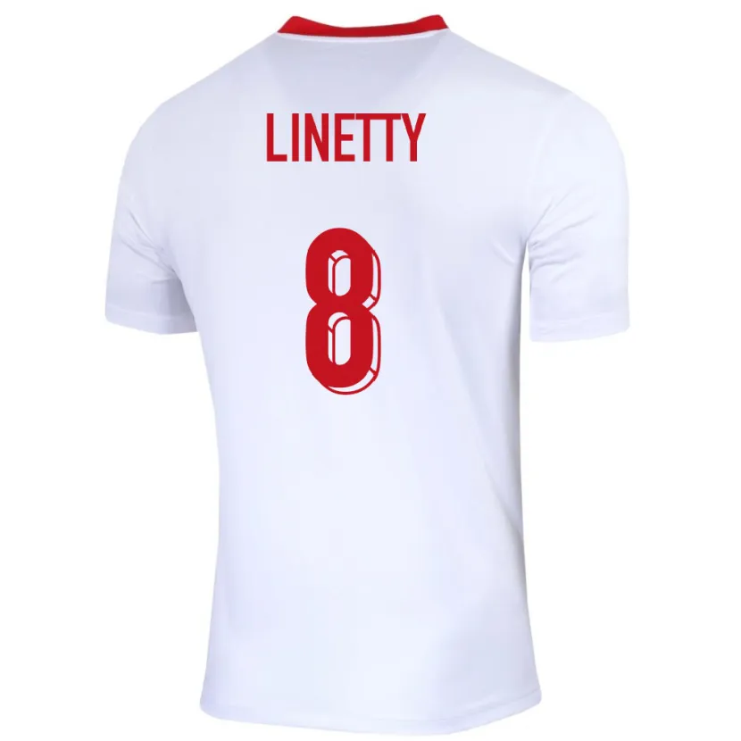 Danxen Män Polen Karol Linetty #8 Vit Hemmatröja Matchtröjor 24-26 Tröjor T-Tröja