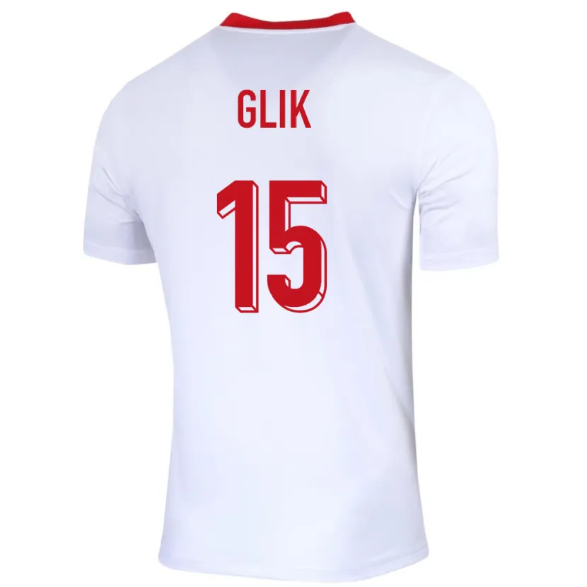 Danxen Män Polen Kamil Glik #15 Vit Hemmatröja Matchtröjor 24-26 Tröjor T-Tröja