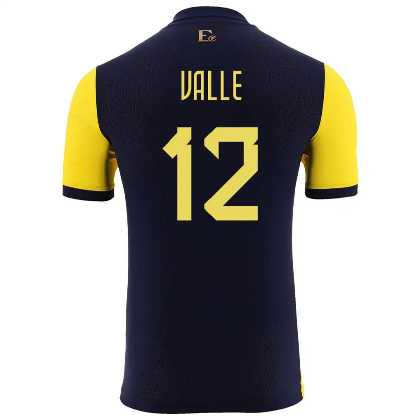 Danxen Män Ecuador Gonzalo Valle #12 Gul Hemmatröja Matchtröjor 24-26 Tröjor T-Tröja