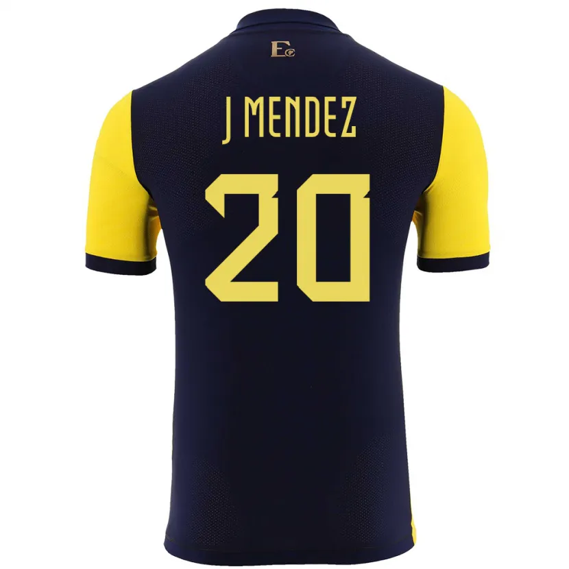 Danxen Män Ecuador Jhegson Mendez #20 Gul Hemmatröja Matchtröjor 24-26 Tröjor T-Tröja
