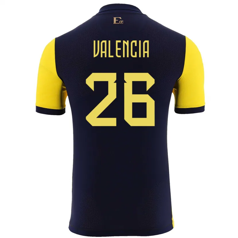 Danxen Män Ecuador Anthony Valencia #26 Gul Hemmatröja Matchtröjor 24-26 Tröjor T-Tröja