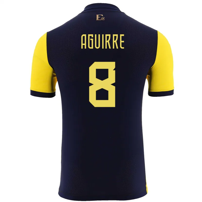 Danxen Män Ecuador Marthina Aguirre #8 Gul Hemmatröja Matchtröjor 24-26 Tröjor T-Tröja