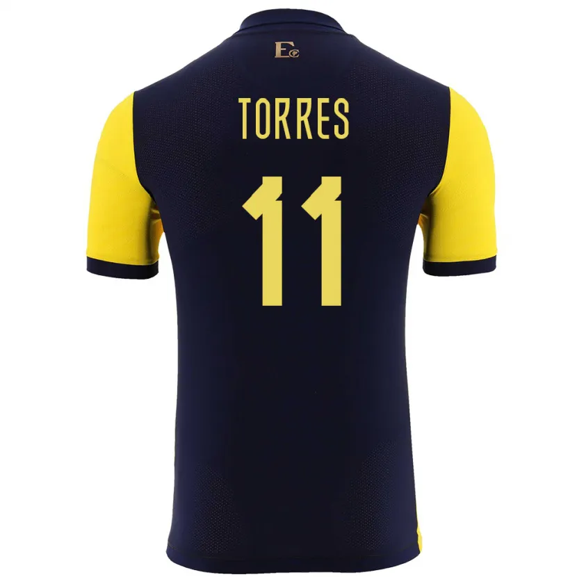 Danxen Män Ecuador Ambar Torres #11 Gul Hemmatröja Matchtröjor 24-26 Tröjor T-Tröja