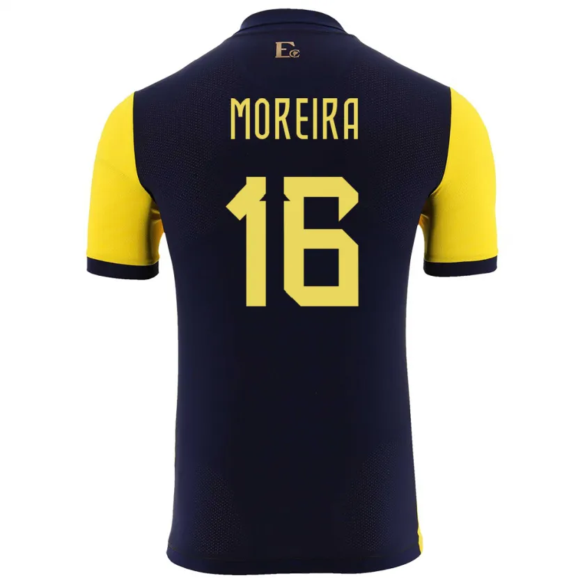 Danxen Män Ecuador Ligia Moreira #16 Gul Hemmatröja Matchtröjor 24-26 Tröjor T-Tröja