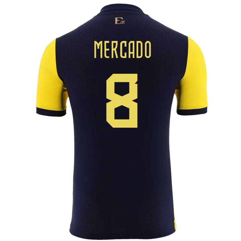Danxen Män Ecuador Patrik Mercado #8 Gul Hemmatröja Matchtröjor 24-26 Tröjor T-Tröja