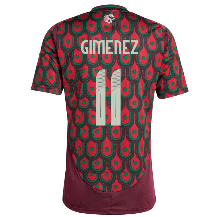 Danxen Män Mexiko Santiago Gimenez #11 Rödbrun Hemmatröja Matchtröjor 24-26 Tröjor T-Tröja