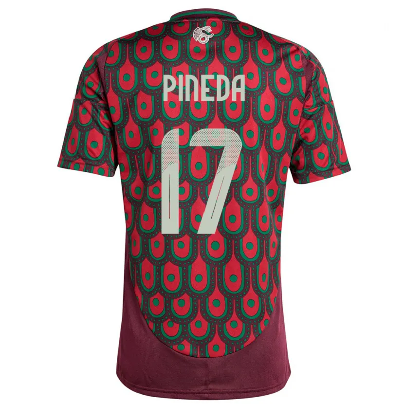 Danxen Män Mexiko Orbelin Pineda #17 Rödbrun Hemmatröja Matchtröjor 24-26 Tröjor T-Tröja