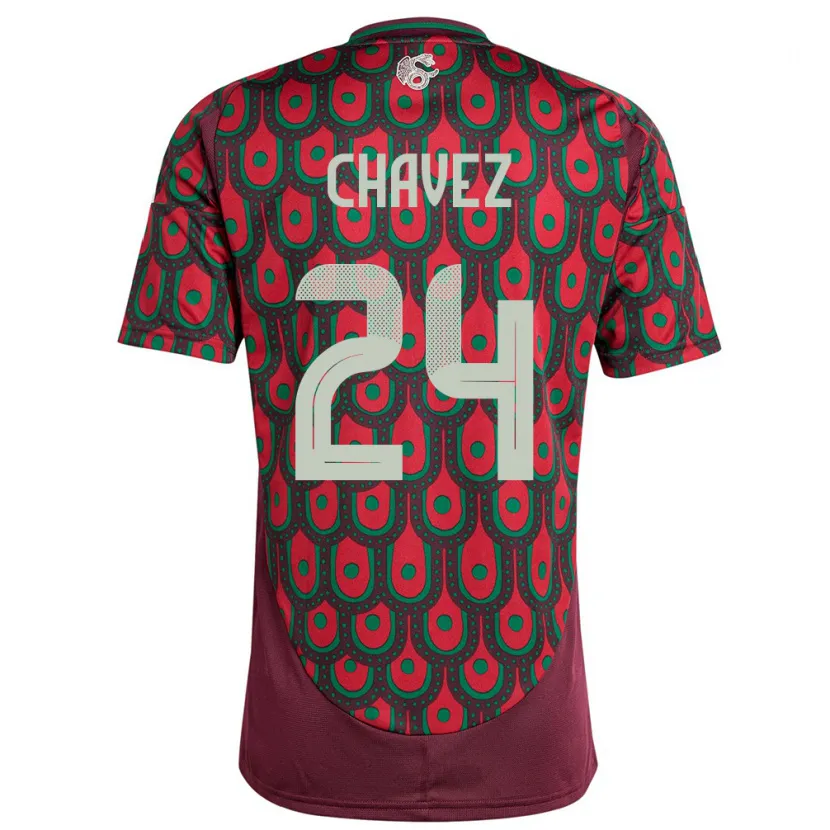 Danxen Män Mexiko Luis Chavez #24 Rödbrun Hemmatröja Matchtröjor 24-26 Tröjor T-Tröja