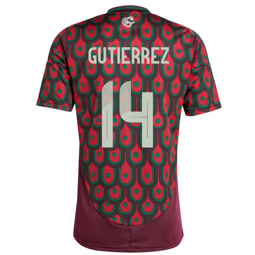 Danxen Män Mexiko Erick Gutierrez #14 Rödbrun Hemmatröja Matchtröjor 24-26 Tröjor T-Tröja