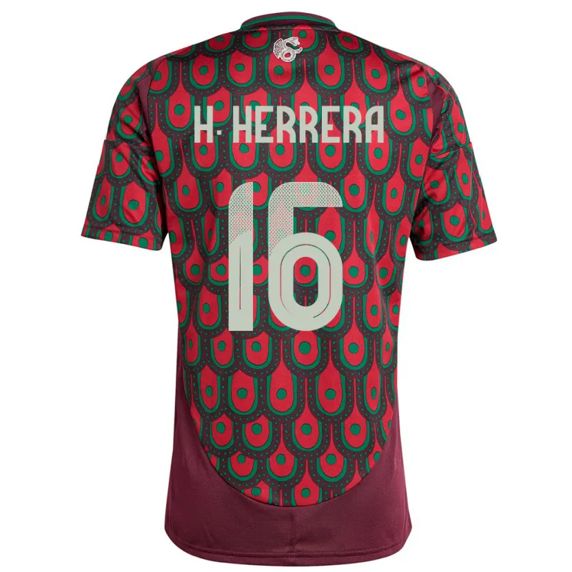 Danxen Män Mexiko Hector Herrera #16 Rödbrun Hemmatröja Matchtröjor 24-26 Tröjor T-Tröja