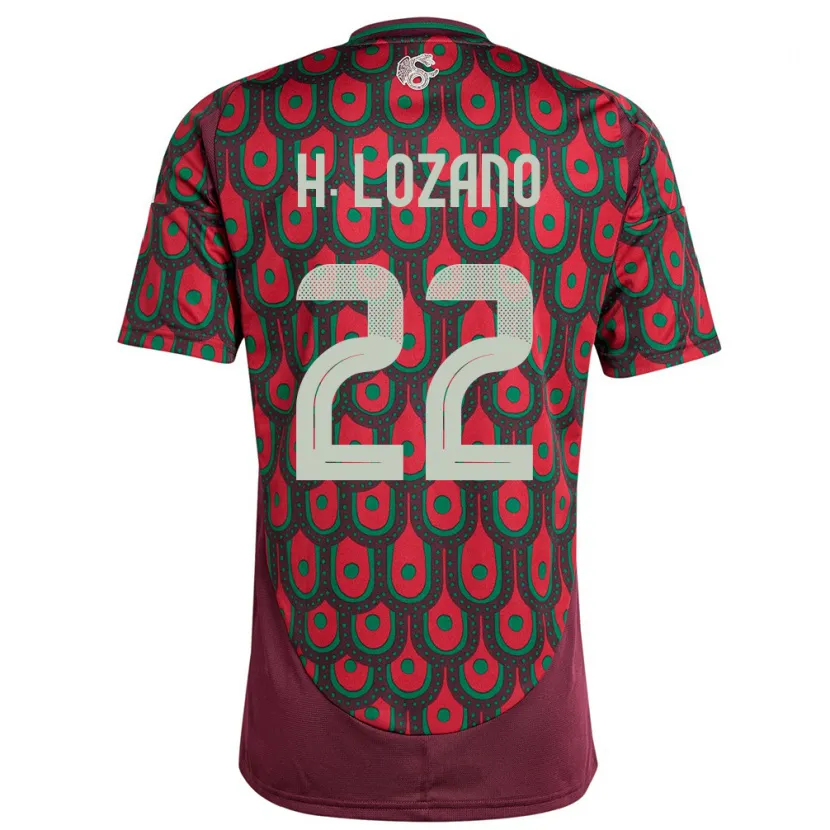 Danxen Män Mexiko Hirving Lozano #22 Rödbrun Hemmatröja Matchtröjor 24-26 Tröjor T-Tröja