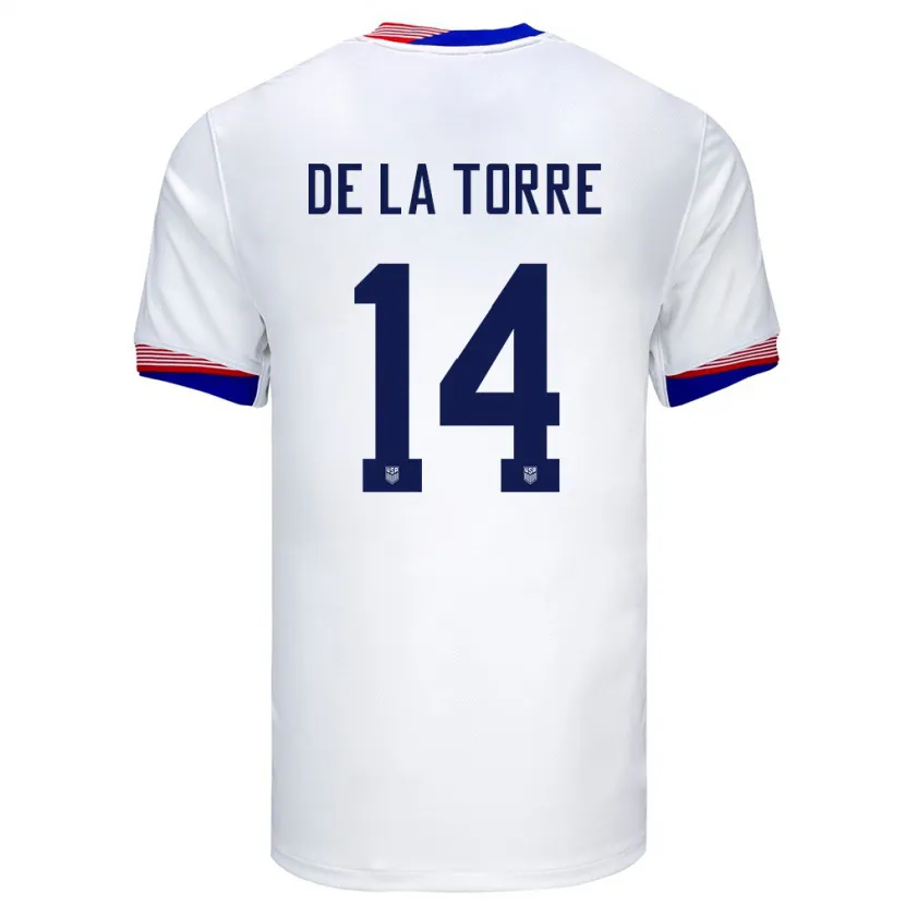 Danxen Män Usa Luca De La Torre #14 Vit Hemmatröja Matchtröjor 24-26 Tröjor T-Tröja