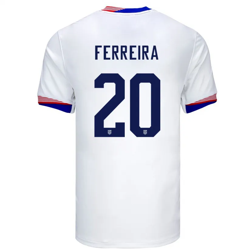 Danxen Män Usa Jesus Ferreira #20 Vit Hemmatröja Matchtröjor 24-26 Tröjor T-Tröja