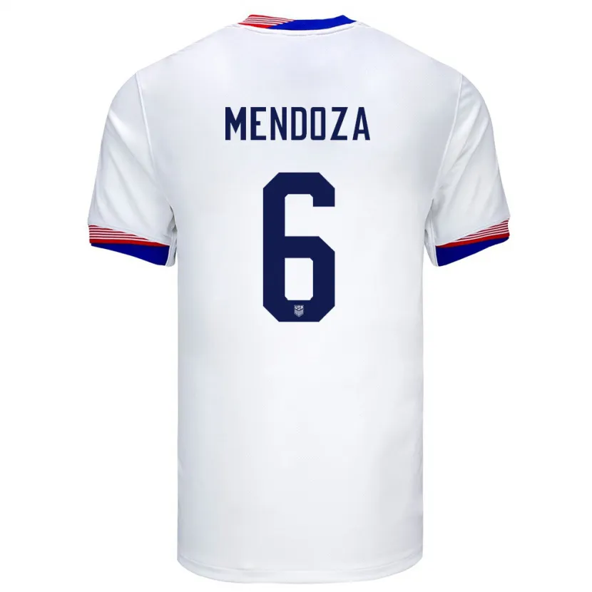 Danxen Män Usa Edwyn Mendoza #6 Vit Hemmatröja Matchtröjor 24-26 Tröjor T-Tröja