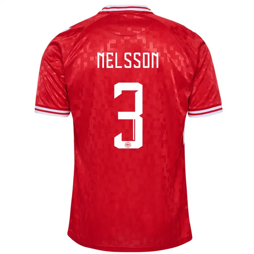 Danxen Män Danmark Victor Nelsson #3 Röd Hemmatröja Matchtröjor 24-26 Tröjor T-Tröja