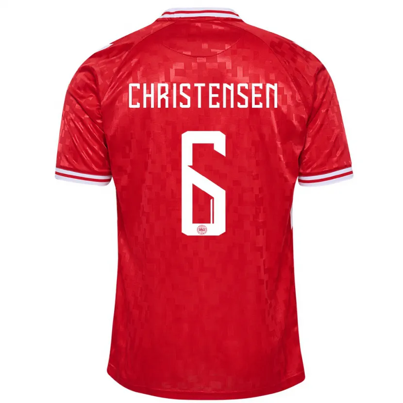Danxen Män Danmark Andreas Christensen #6 Röd Hemmatröja Matchtröjor 24-26 Tröjor T-Tröja
