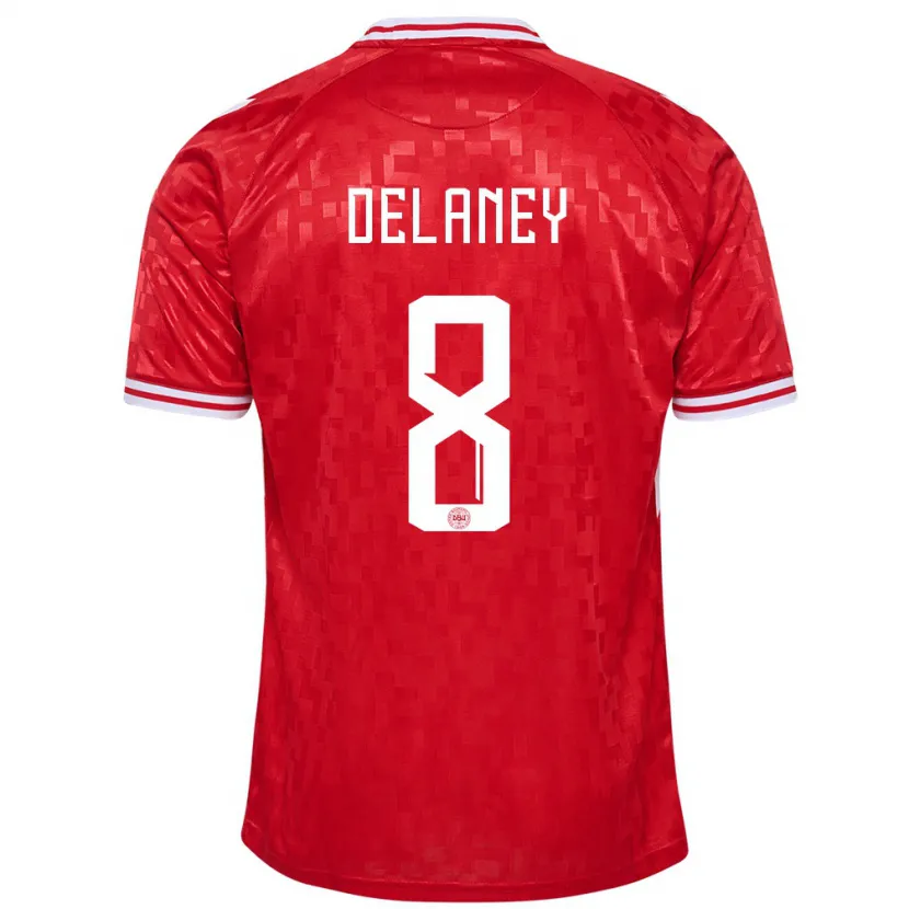 Danxen Män Danmark Thomas Delaney #8 Röd Hemmatröja Matchtröjor 24-26 Tröjor T-Tröja