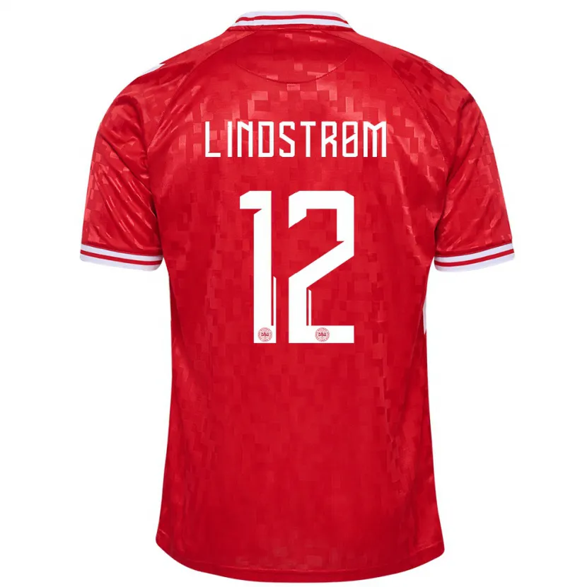 Danxen Män Danmark Jesper Lindstrøm #12 Röd Hemmatröja Matchtröjor 24-26 Tröjor T-Tröja