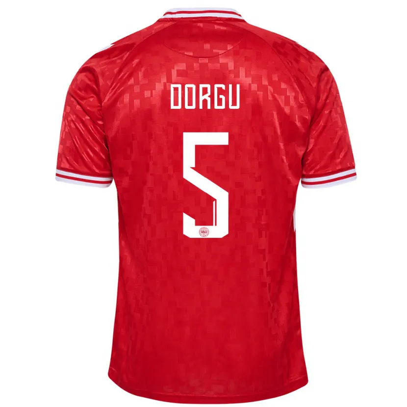 Danxen Män Danmark Patrick Dorgu #5 Röd Hemmatröja Matchtröjor 24-26 Tröjor T-Tröja