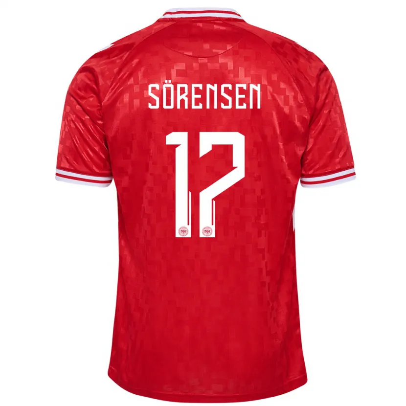 Danxen Män Danmark Oliver Sörensen #17 Röd Hemmatröja Matchtröjor 24-26 Tröjor T-Tröja