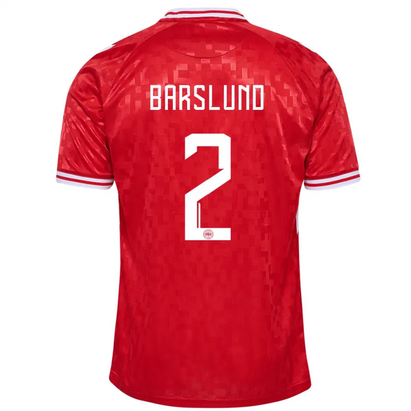 Danxen Män Danmark Kaare Barslund #2 Röd Hemmatröja Matchtröjor 24-26 Tröjor T-Tröja