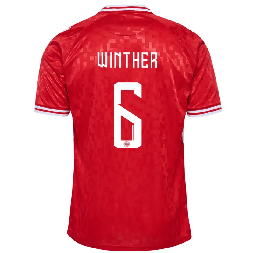 Danxen Män Danmark Casper Winther #6 Röd Hemmatröja Matchtröjor 24-26 Tröjor T-Tröja