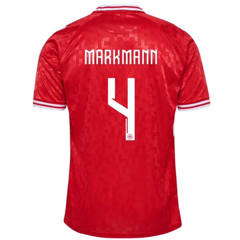 Danxen Män Danmark Noah Markmann #4 Röd Hemmatröja Matchtröjor 24-26 Tröjor T-Tröja