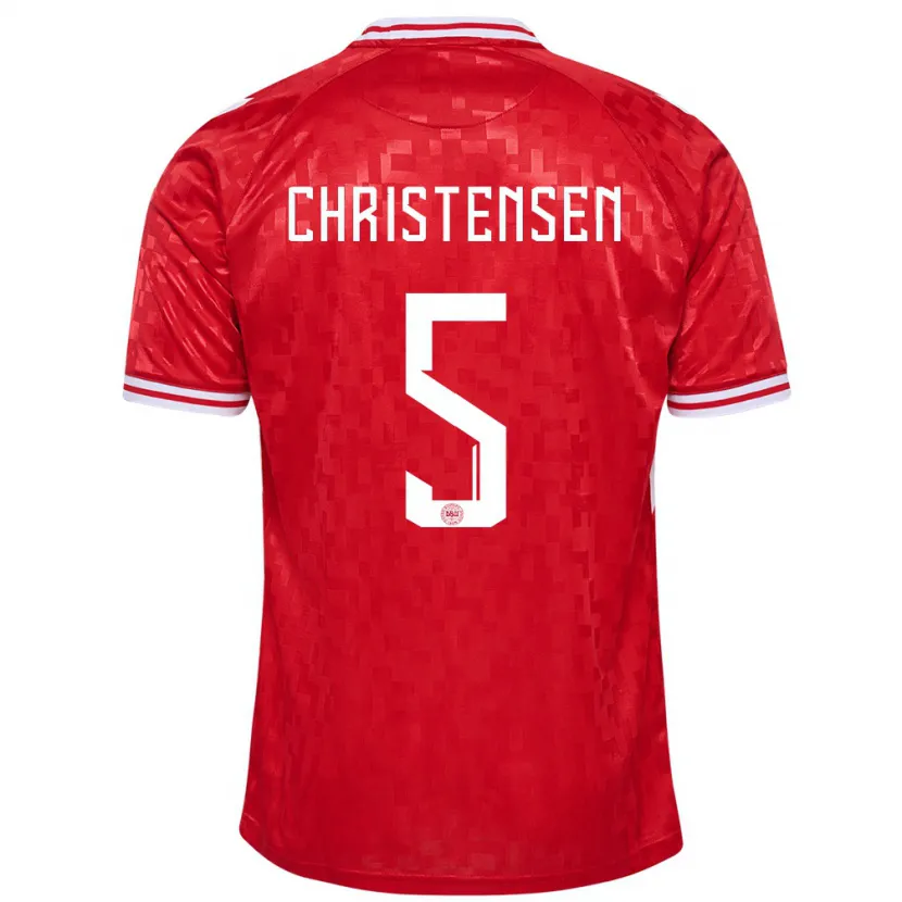 Danxen Män Danmark Aske Christensen #5 Röd Hemmatröja Matchtröjor 24-26 Tröjor T-Tröja