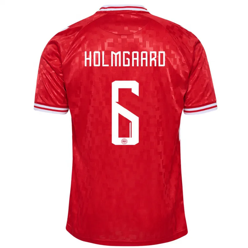 Danxen Män Danmark Karen Holmgaard #6 Röd Hemmatröja Matchtröjor 24-26 Tröjor T-Tröja