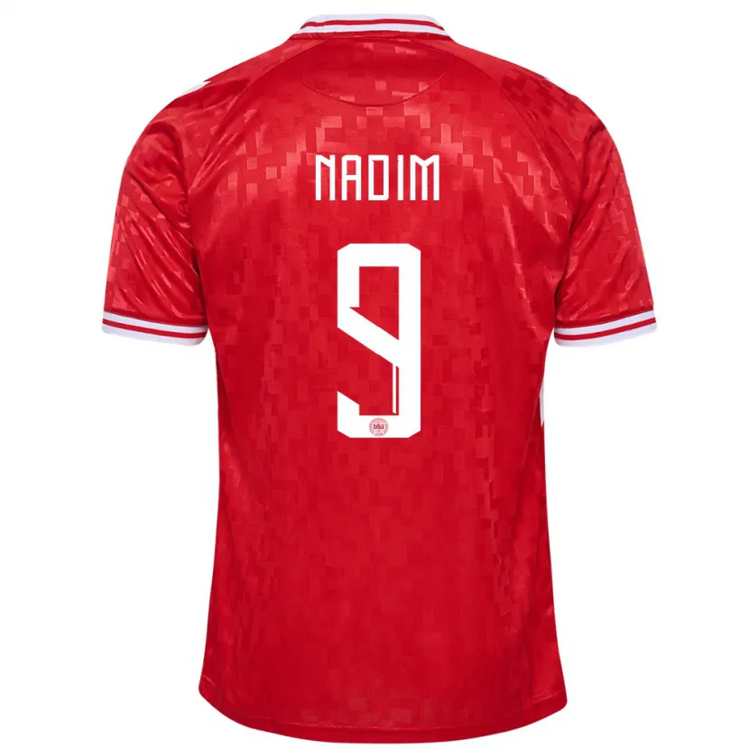 Danxen Män Danmark Nadia Nadim #9 Röd Hemmatröja Matchtröjor 24-26 Tröjor T-Tröja