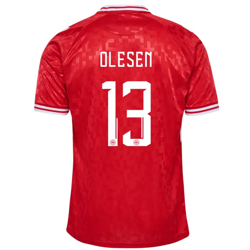 Danxen Män Danmark Karoline Olesen #13 Röd Hemmatröja Matchtröjor 24-26 Tröjor T-Tröja