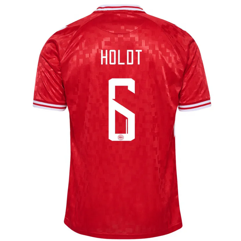 Danxen Män Danmark Olivia Holdt #6 Röd Hemmatröja Matchtröjor 24-26 Tröjor T-Tröja