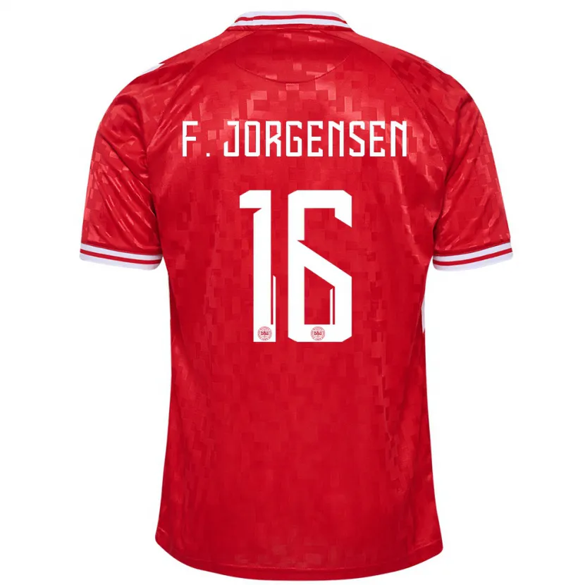 Danxen Män Danmark Filip Jorgensen #16 Röd Hemmatröja Matchtröjor 24-26 Tröjor T-Tröja