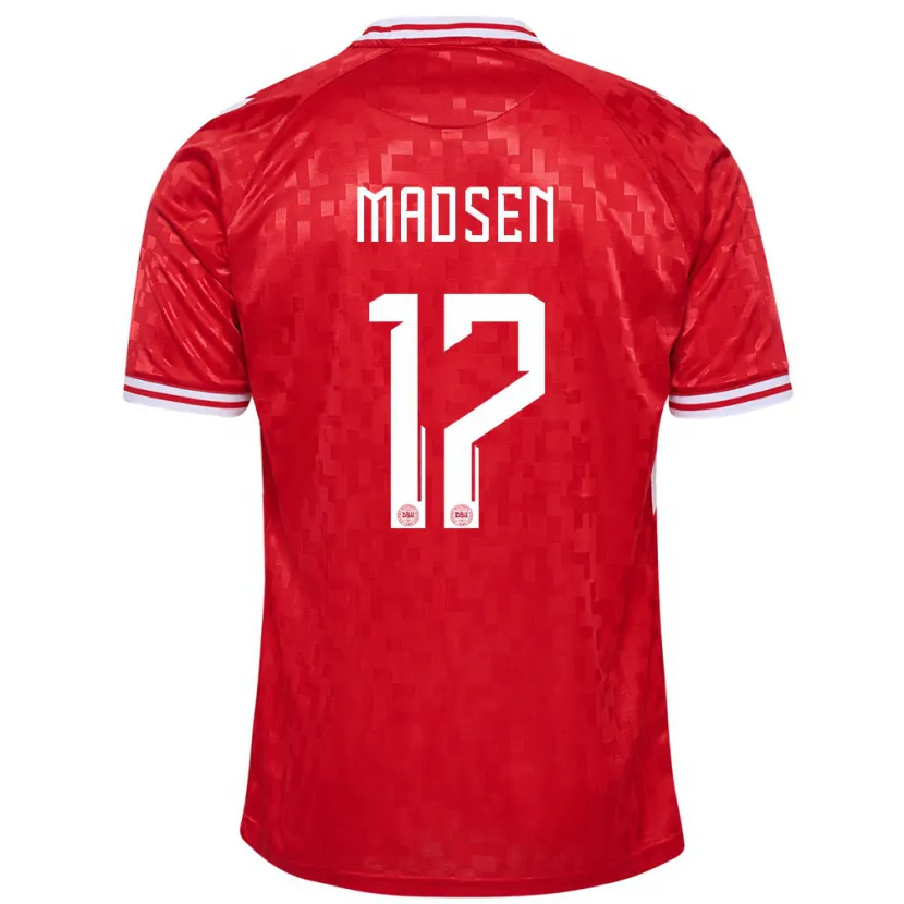 Danxen Män Danmark Nicolas Madsen #17 Röd Hemmatröja Matchtröjor 24-26 Tröjor T-Tröja