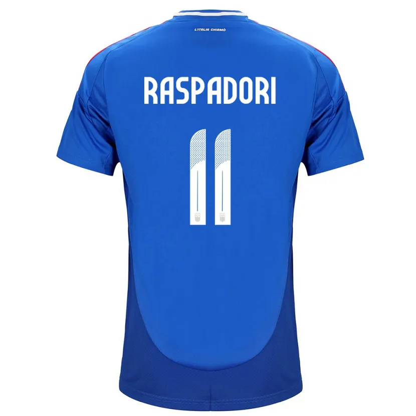 Danxen Män Italien Giacomo Raspadori #11 Blå Hemmatröja Matchtröjor 24-26 Tröjor T-Tröja