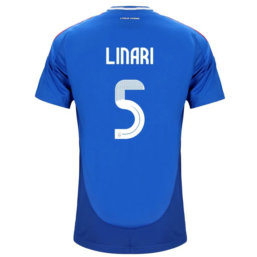 Danxen Män Italien Elena Linari #5 Blå Hemmatröja Matchtröjor 24-26 Tröjor T-Tröja