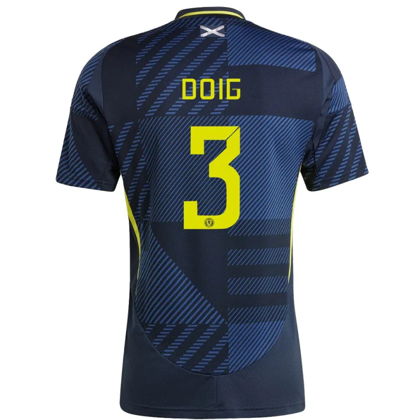 Danxen Män Skottland Josh Doig #3 Mörkblå Hemmatröja Matchtröjor 24-26 Tröjor T-Tröja