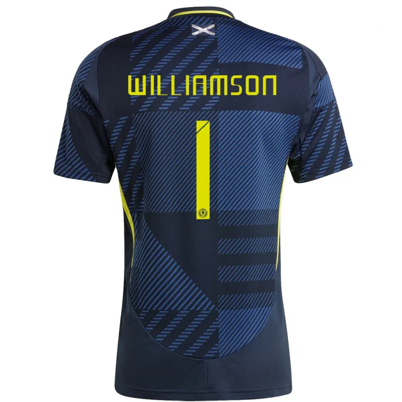 Danxen Män Skottland Woody Williamson #1 Mörkblå Hemmatröja Matchtröjor 24-26 Tröjor T-Tröja