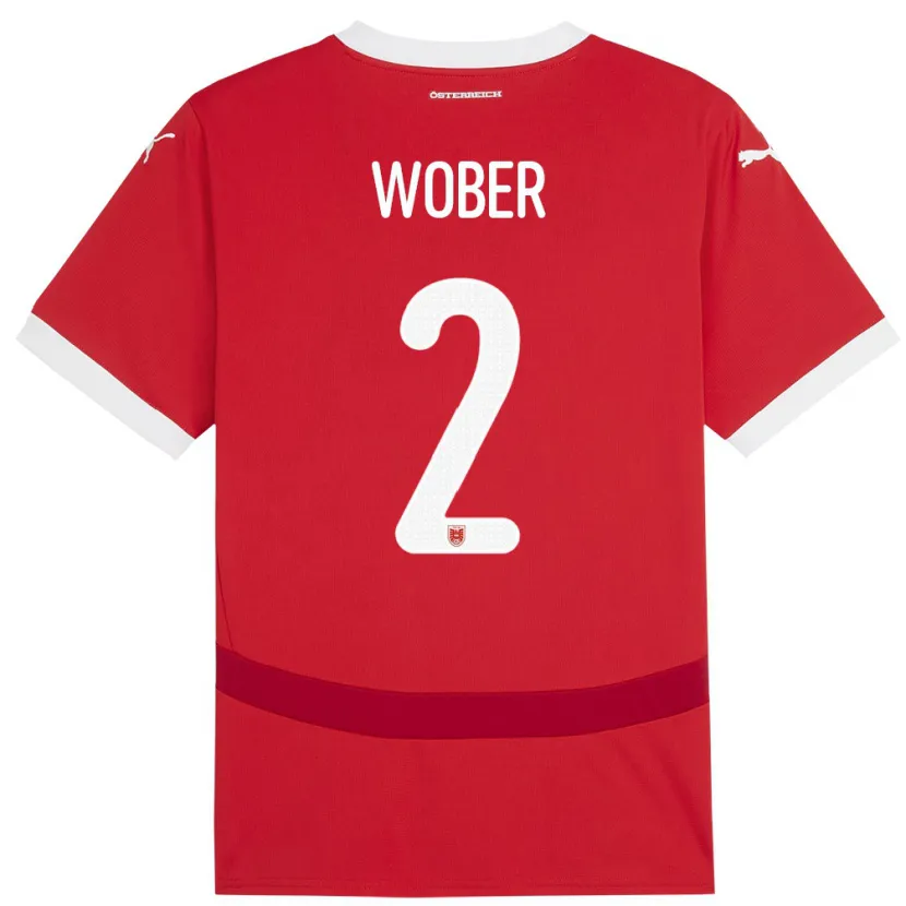 Danxen Män Österrike Maximilian Wöber #2 Röd Hemmatröja Matchtröjor 24-26 Tröjor T-Tröja
