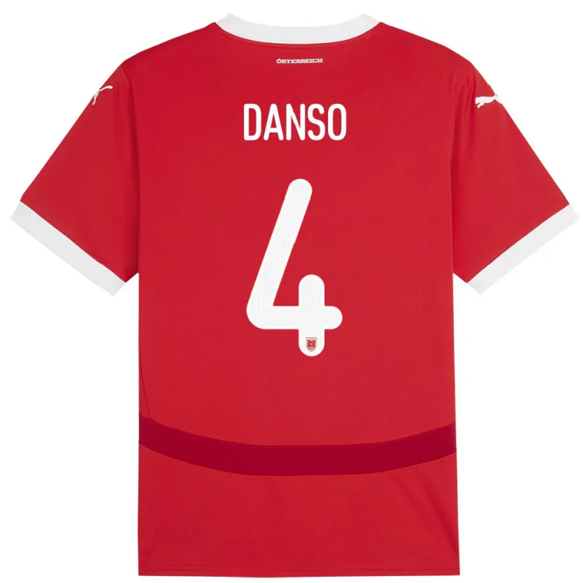 Danxen Män Österrike Kevin Danso #4 Röd Hemmatröja Matchtröjor 24-26 Tröjor T-Tröja