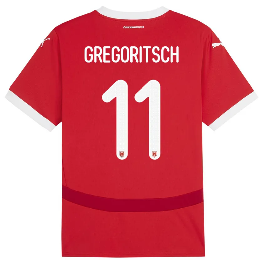 Danxen Män Österrike Michael Gregoritsch #11 Röd Hemmatröja Matchtröjor 24-26 Tröjor T-Tröja