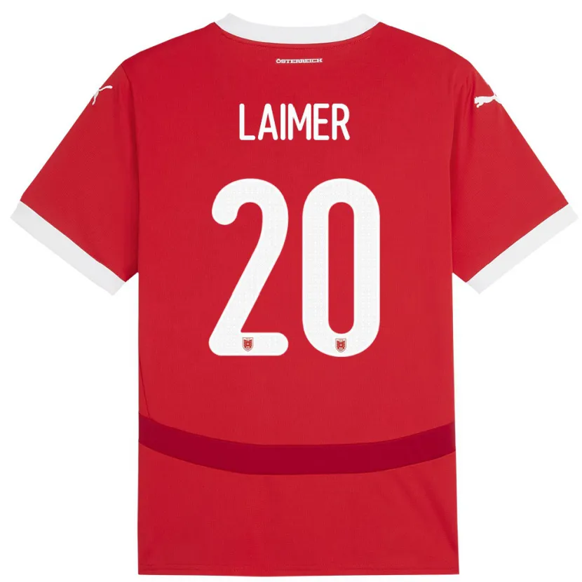 Danxen Män Österrike Konrad Laimer #20 Röd Hemmatröja Matchtröjor 24-26 Tröjor T-Tröja