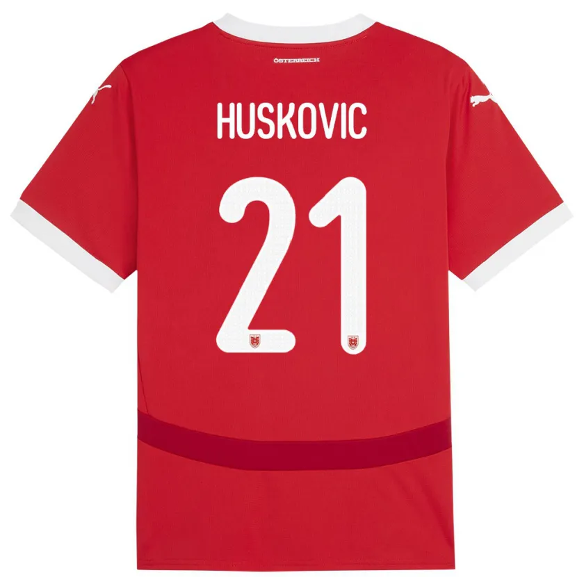 Danxen Män Österrike Muharem Huskovic #21 Röd Hemmatröja Matchtröjor 24-26 Tröjor T-Tröja