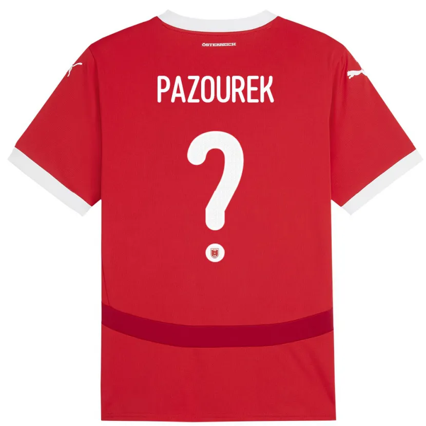 Danxen Män Österrike Luca Pazourek #0 Röd Hemmatröja Matchtröjor 24-26 Tröjor T-Tröja