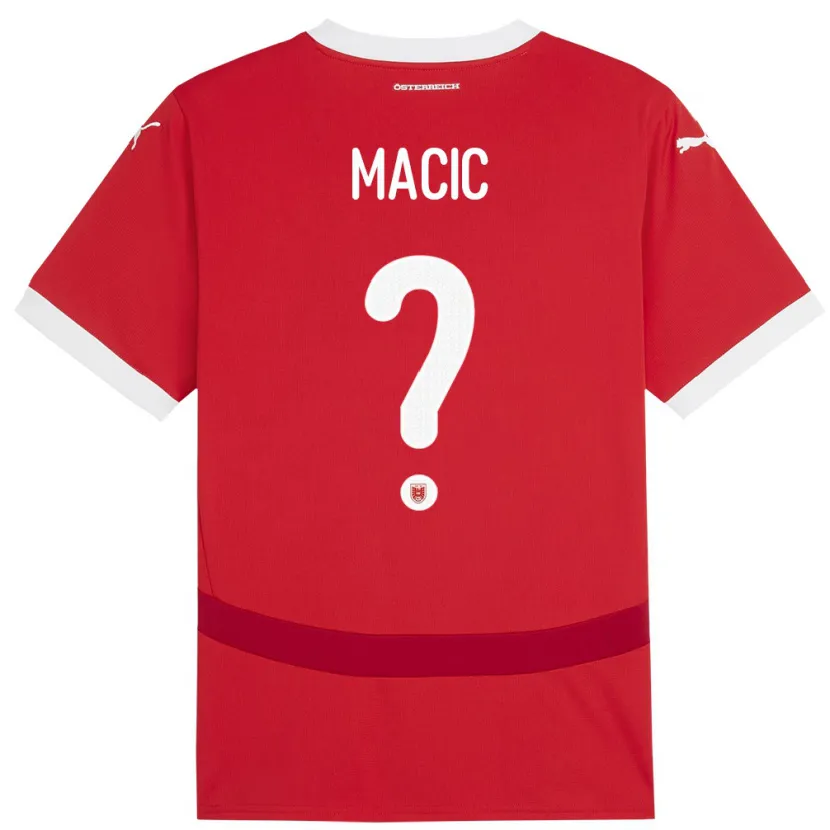 Danxen Män Österrike Gabriel Macic #0 Röd Hemmatröja Matchtröjor 24-26 Tröjor T-Tröja