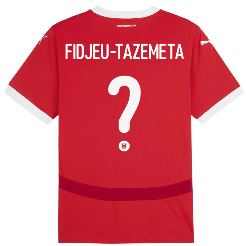 Danxen Män Österrike Thierry Fidjeu-Tazemeta #0 Röd Hemmatröja Matchtröjor 24-26 Tröjor T-Tröja