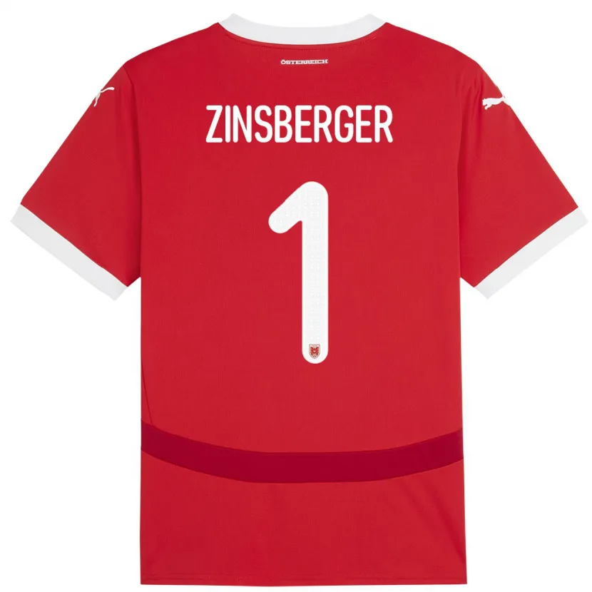 Danxen Män Österrike Manuela Zinsberger #1 Röd Hemmatröja Matchtröjor 24-26 Tröjor T-Tröja